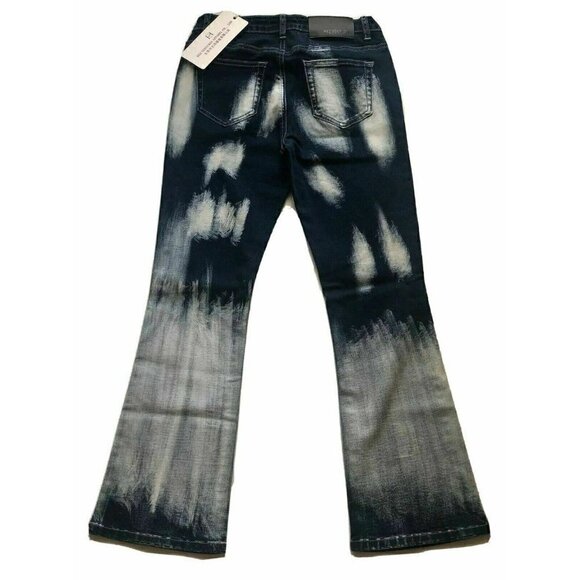 Hez Ventures Womens Blue Painted Cropped Jeans 26 - Picture 3 of 9